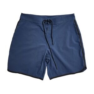 Hill City Shorts Mens 33 Blue Nylon Stretch Drawstring Outdoors Beach 8" Inseam‎